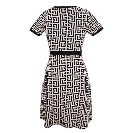 Burberry Style Knitted Knee Length Dress