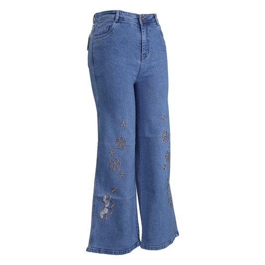 Landscape Embroided Loose Fit Jeans.