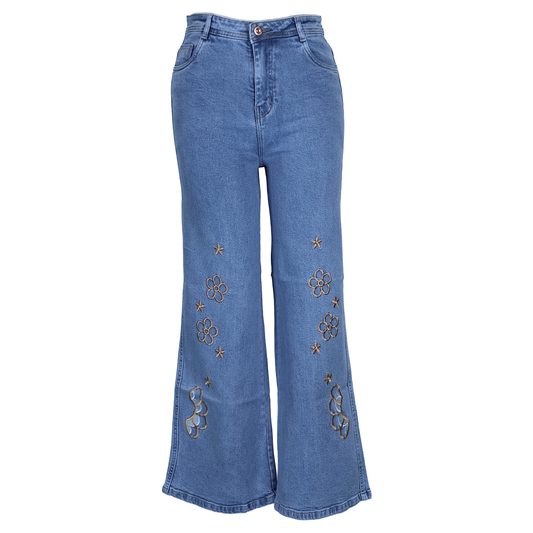 Landscape Embroided Loose Fit Jeans.