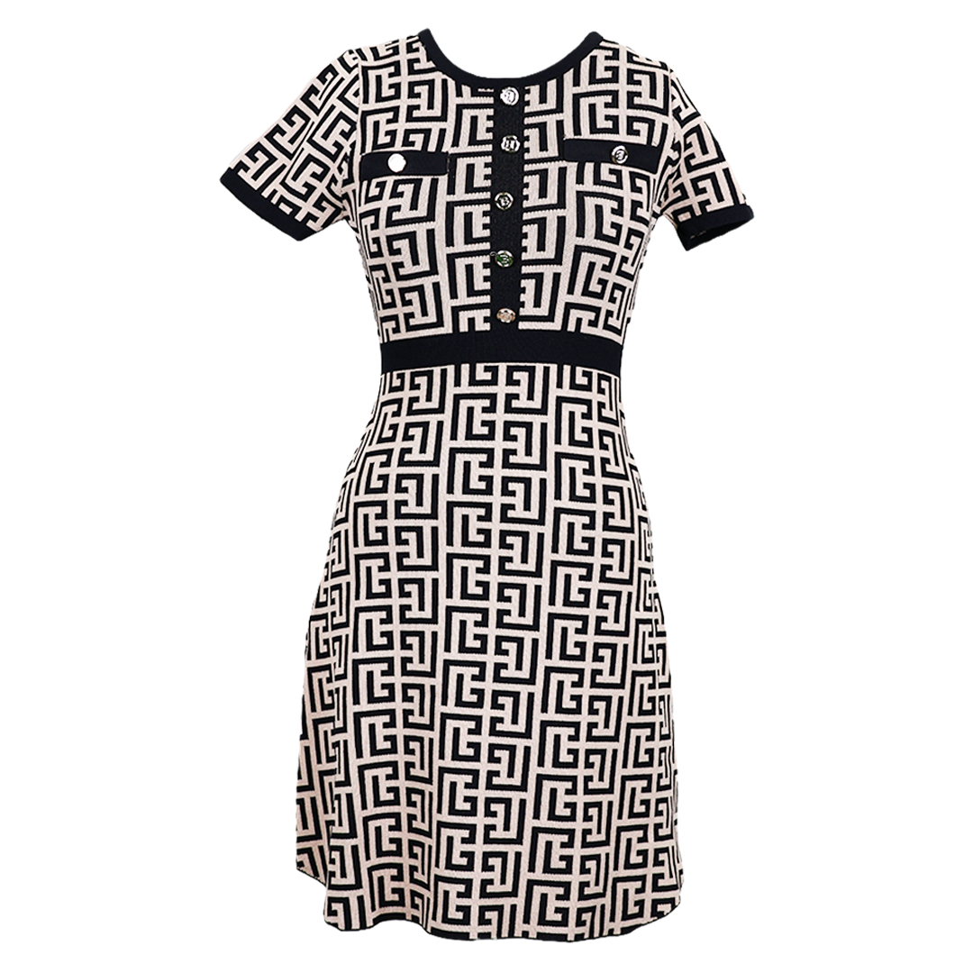 Burberry Style Knitted Knee Length Dress