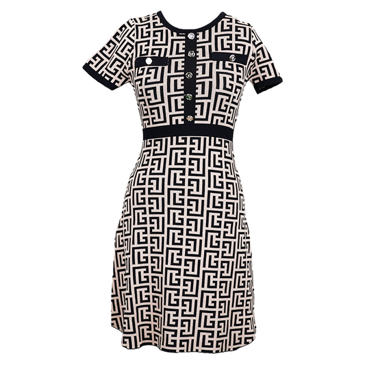 Burberry Style Knitted Knee Length Dress