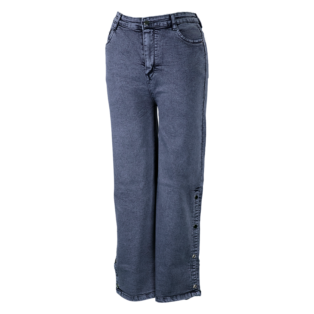 Side Button Flow Loose Fit Denim