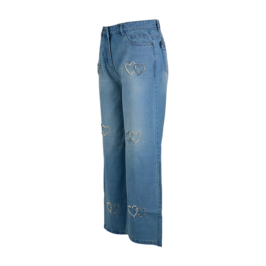 Bata Monkey Wash Stone Heart Straight Fit Jeans