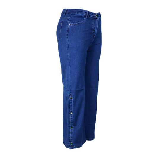 Side Button Flow Loose Fit Denim