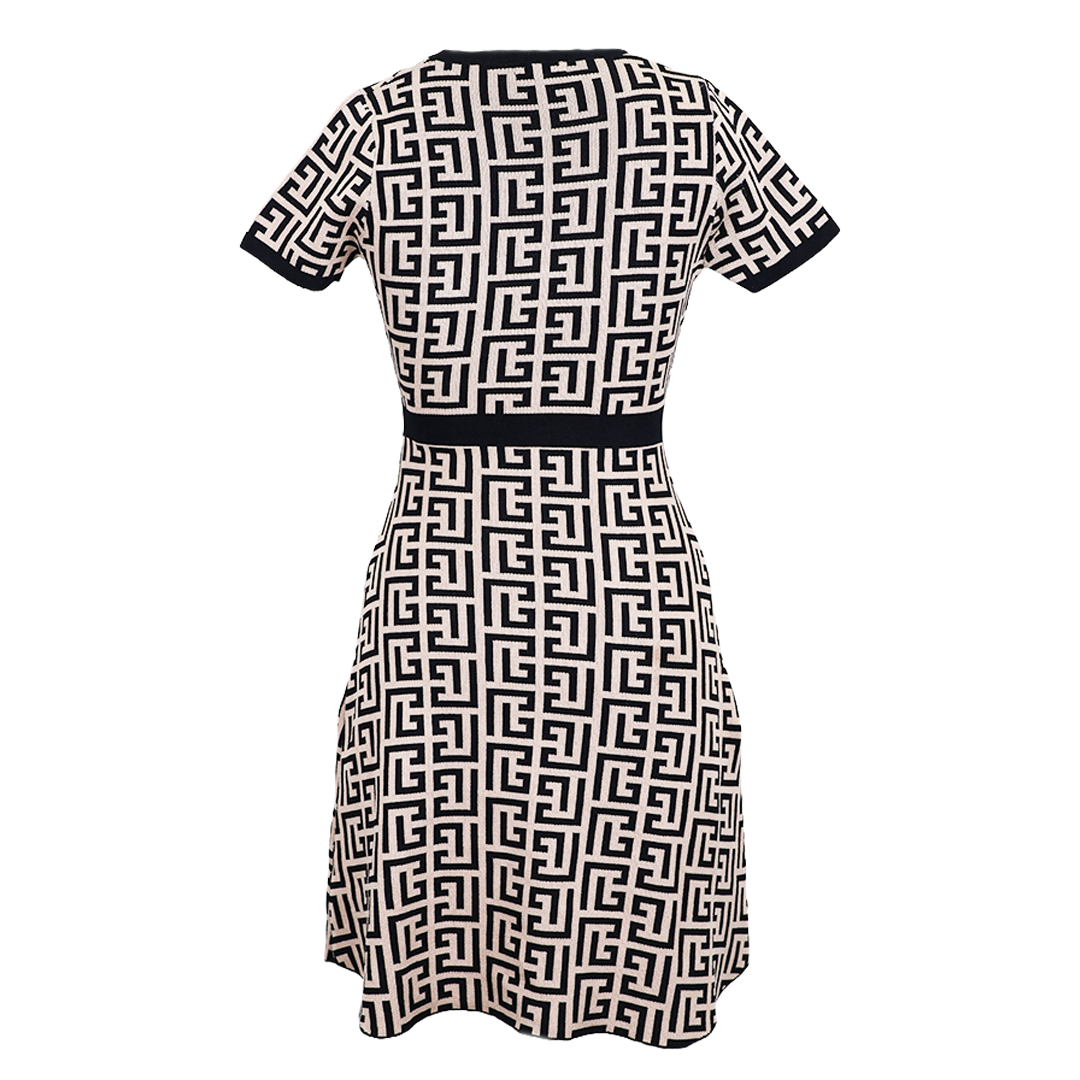 Burberry Style Knitted Knee Length Dress