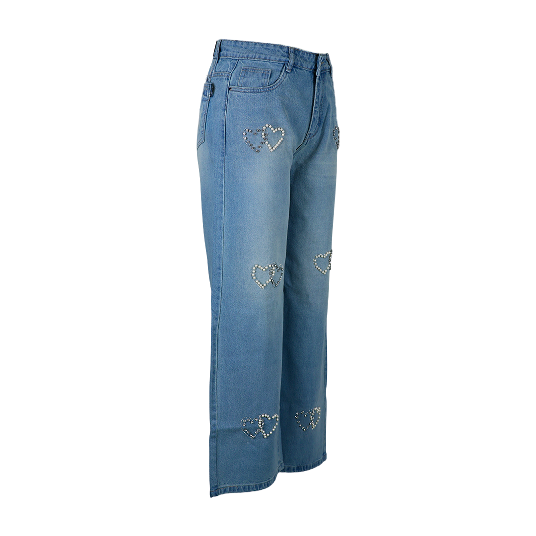 Bata Monkey Wash Stone Heart Straight Fit Jeans