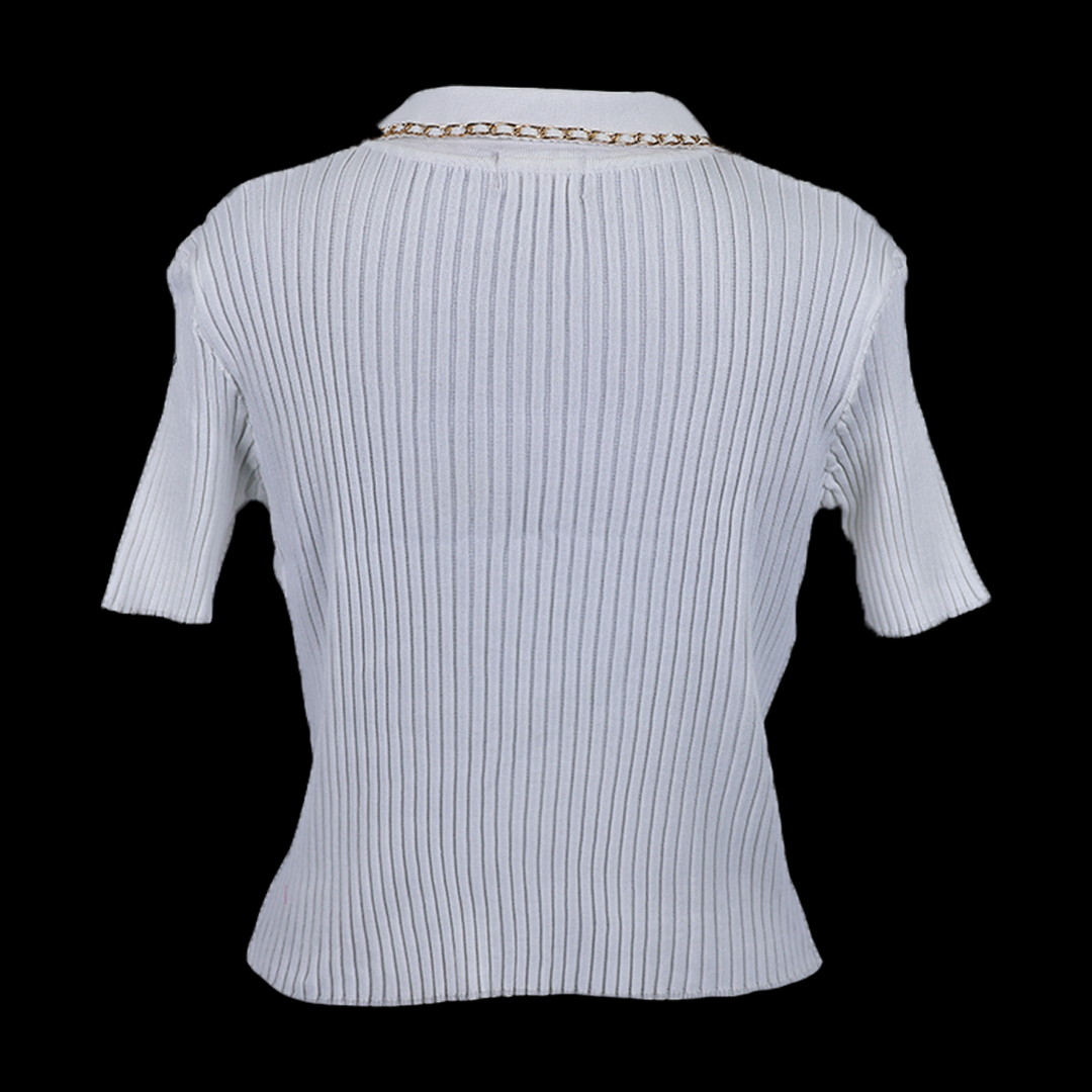 Burberry Style Knitted Chain Collar Top