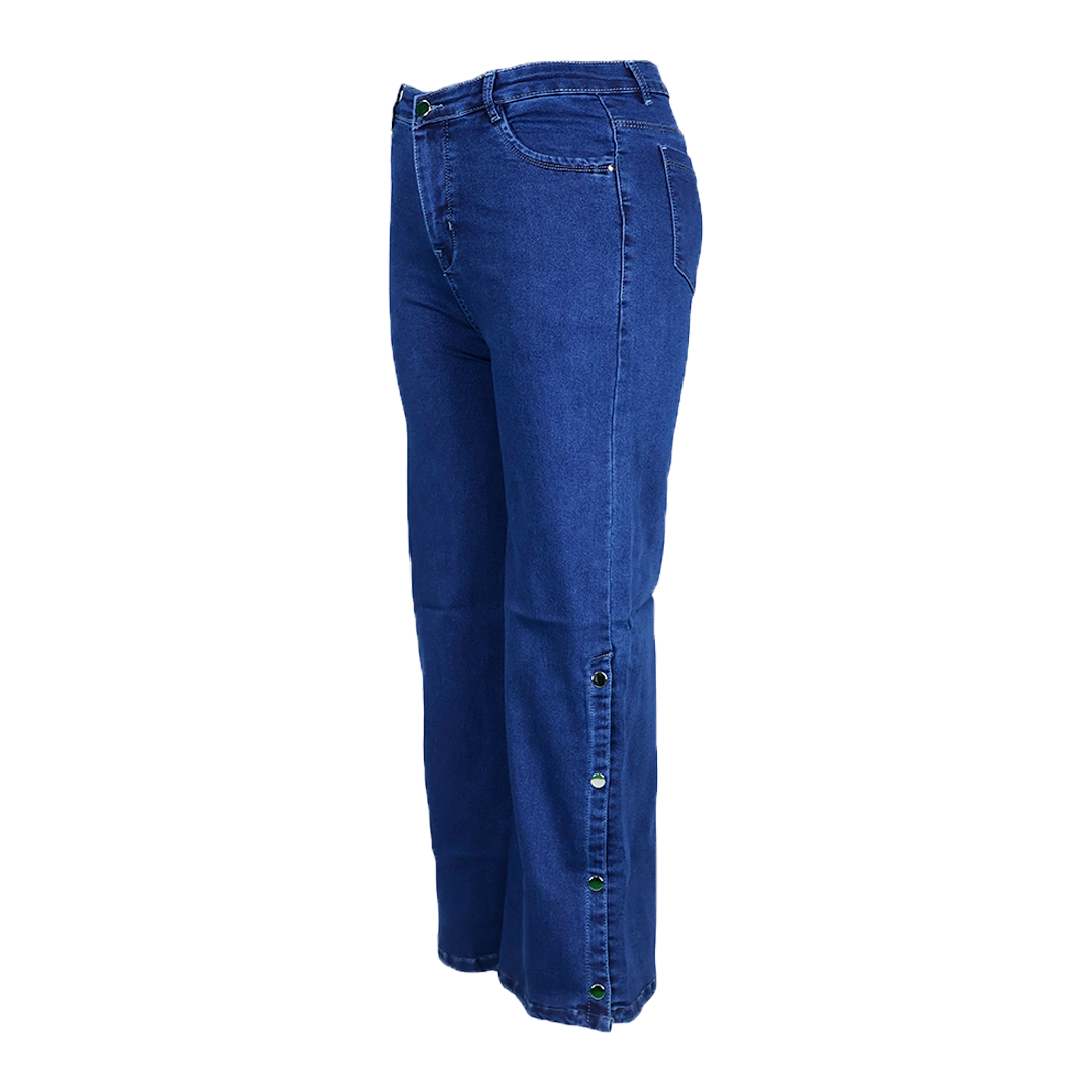 Side Button Flow Loose Fit Denim