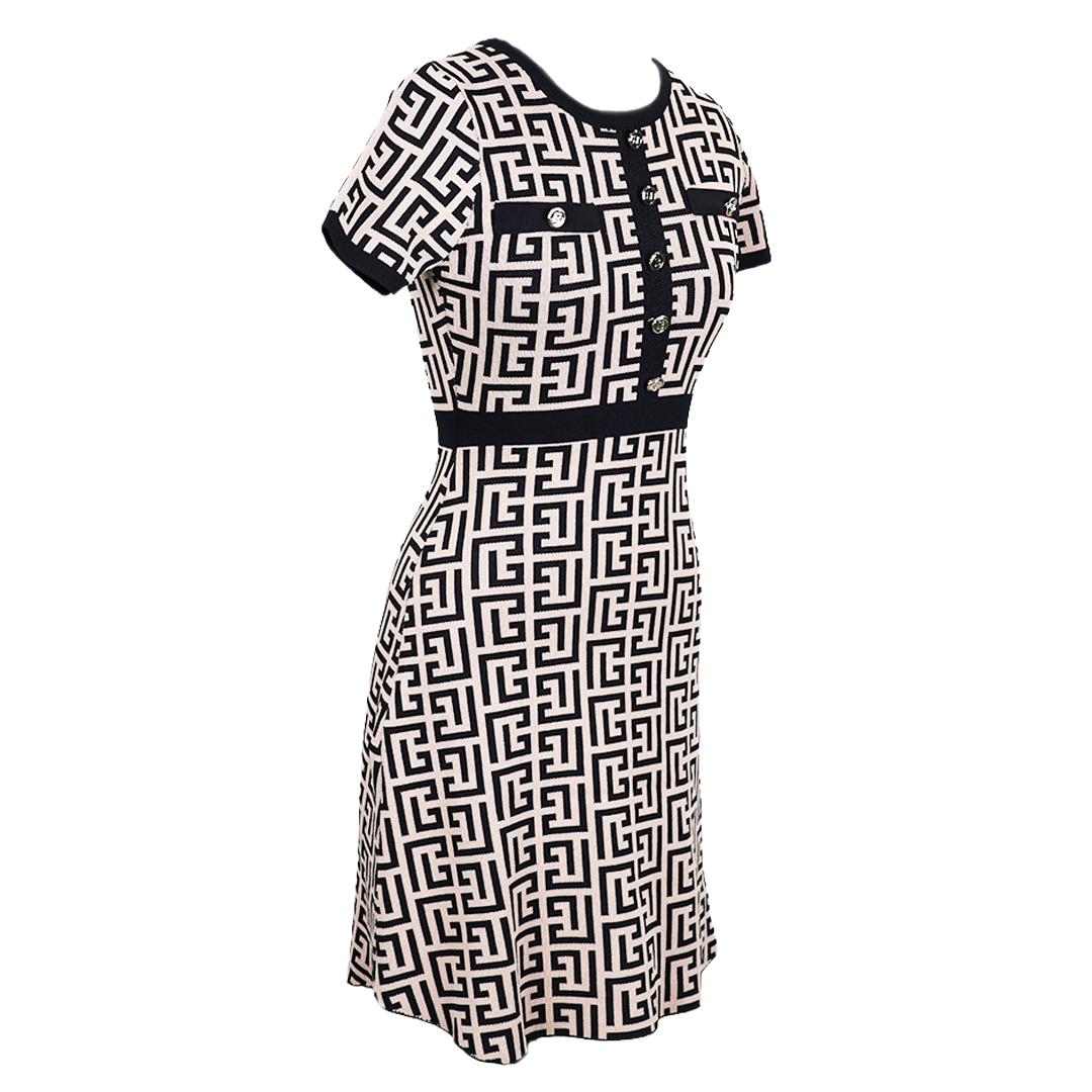 Burberry Style Knitted Knee Length Dress
