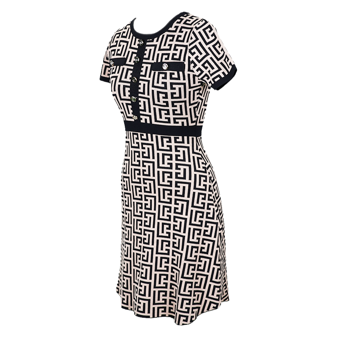 Burberry Style Knitted Knee Length Dress