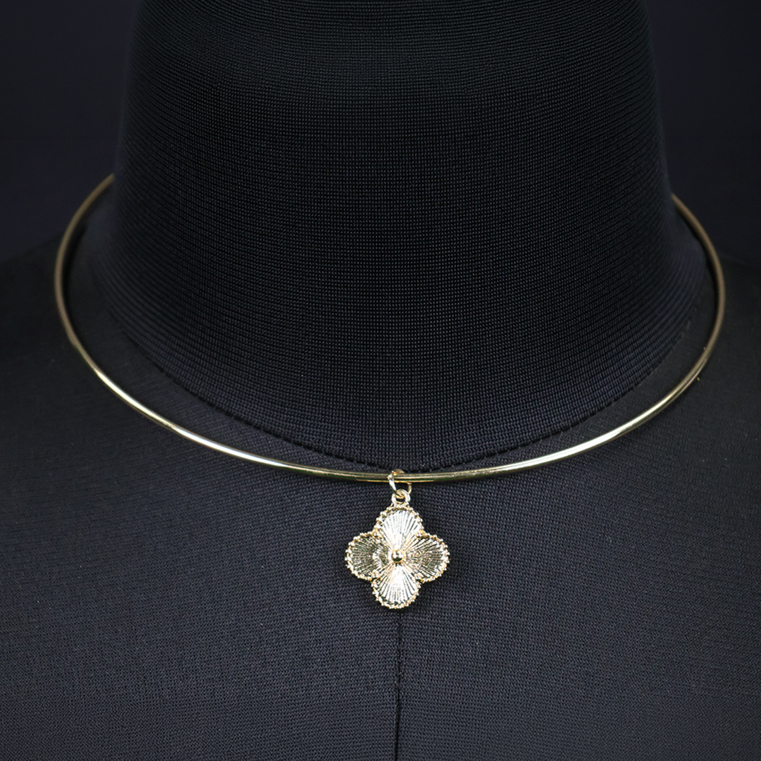 Regal Gold Flower Turkish Necklace With Bracelet