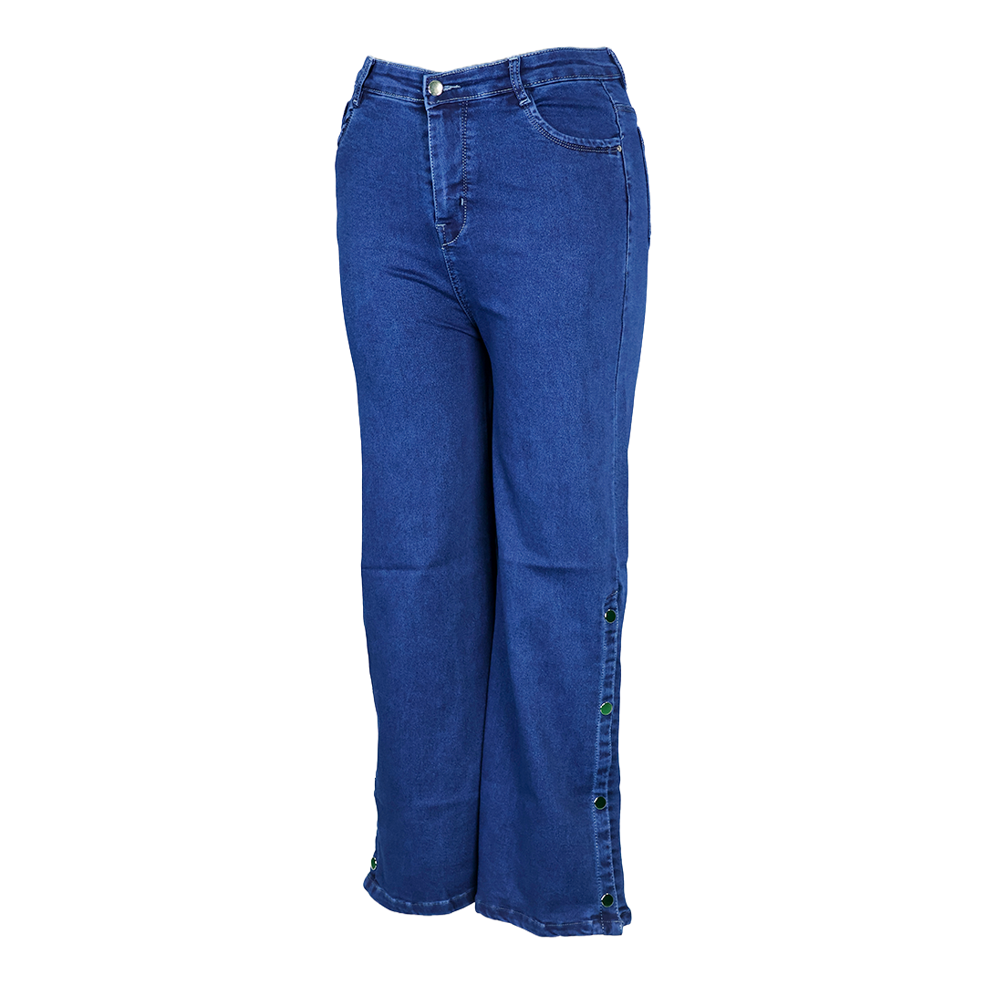 Side Button Flow Loose Fit Denim